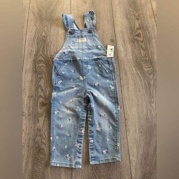 Oshkosh B’gosh floral overalls with button down pants - Picture 1 of 6